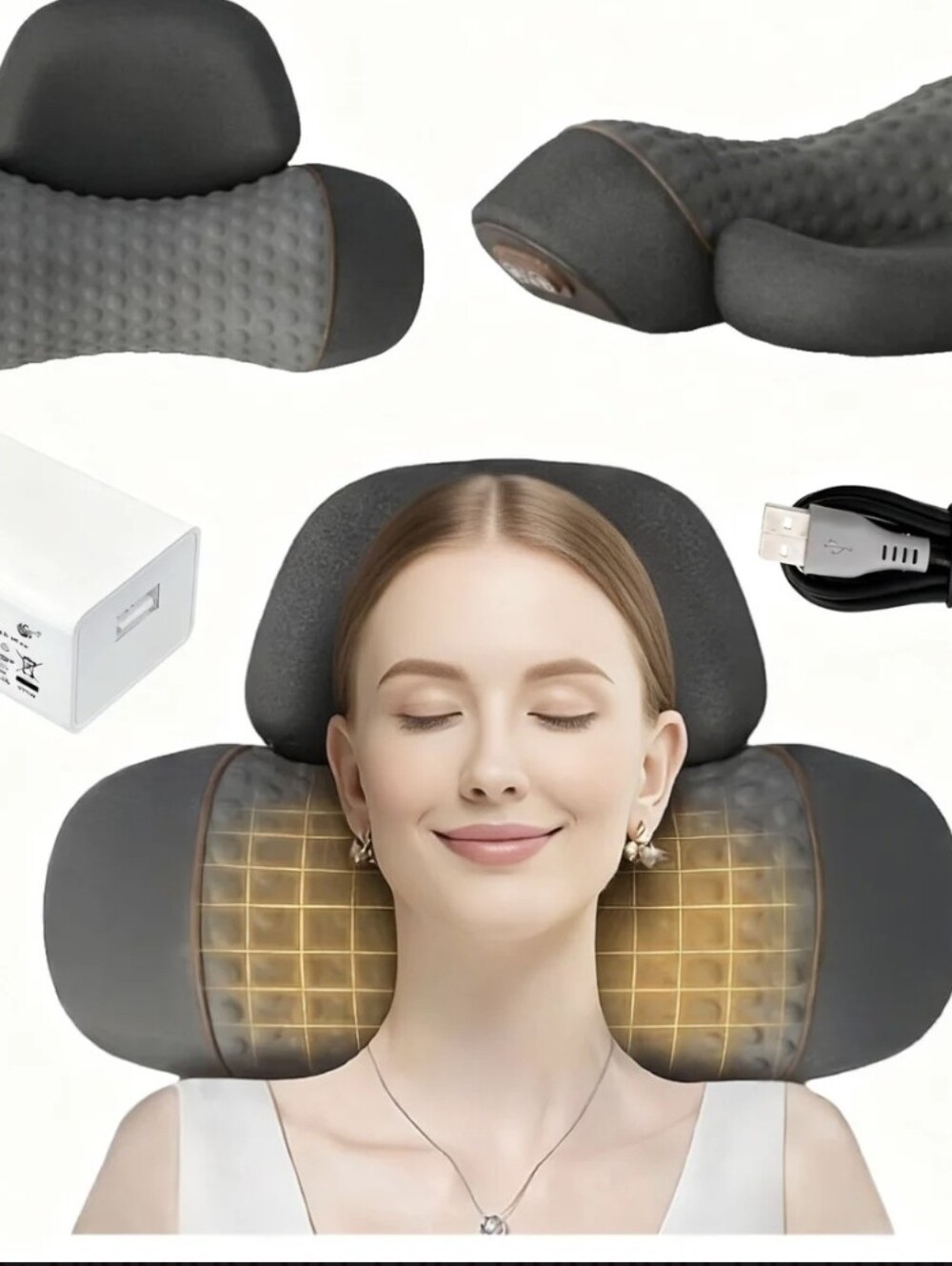 Heated Neck and Shoulder Massager Pillow - Gray